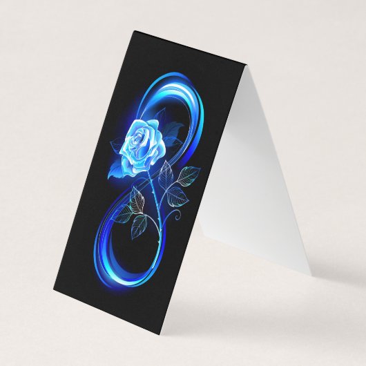 Glowing infinity with blue rose visitekaartjes (Voorkant)