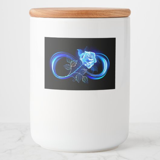 Glowing infinity with blue rose voedselcontainer etiket (Voorkant)