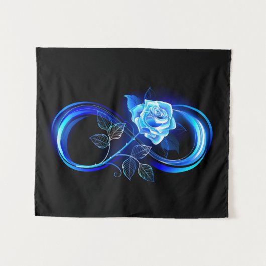 Glowing infinity with blue rose wandkleed (Voorkant (horizontaal))