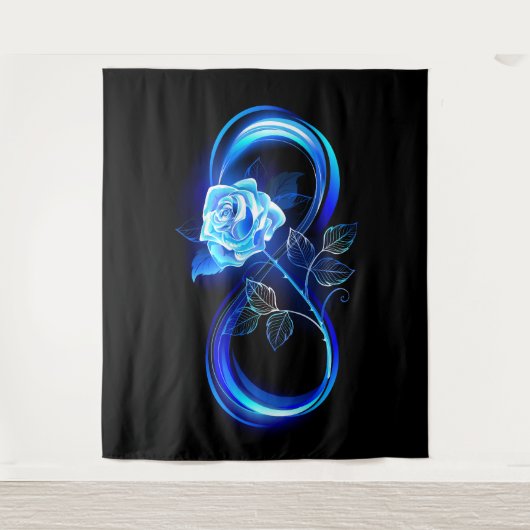 Glowing infinity with blue rose wandkleed (Voorkant)