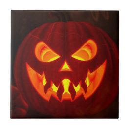Glowing Jack-O-Lantern Halloween Ceramic Tile Tegeltje