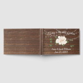 Glowing Lights and Hydrangea Flower On Oak Wood Gastenboek (Volledig)