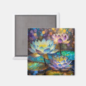 Glowing Lotus Flowers Trio Magneet (Voorkant / Achterkant)