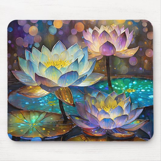 Glowing Lotus Flowers Trio Muismat (Voorkant)
