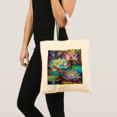 Glowing Lotus Flowers Trio Tote Bag (Voorkant (product))