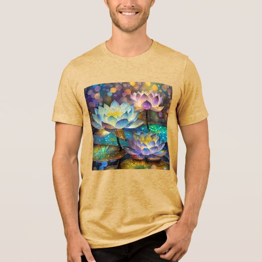 Glowing Lotus Flowers Trio Tri-Blend Shirt (Voorkant)