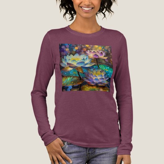 Glowing Lotus Flowers Trio Tri-Blend Shirt (Voorkant)
