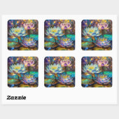 Glowing Lotus Flowers Trio Vierkante Sticker (Vel)