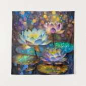 Glowing Lotus Flowers Trio Wandkleed (Voorkant)
