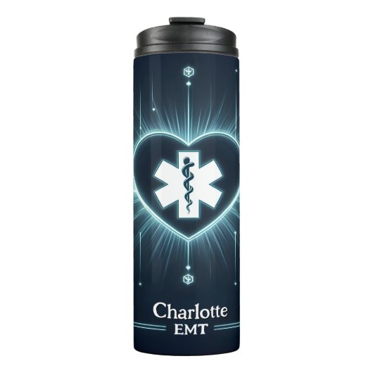 Glowing Medical Heartbeat Pulse EMT Design Thermosbeker (Voorkant)