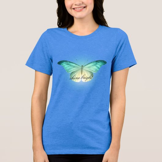 Glowing Mint Cream Butterfly Tri-Blend Shirt (Voorkant)