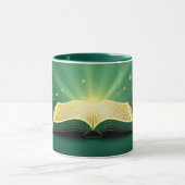 Glowing Open Quran Islamic Mug – Spiritual Green (Centre)