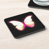 Glowing Pink Butterfly Coasters Bier Onderzetter (Linkerzijde)