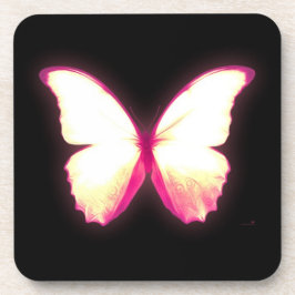 Glowing Pink Butterfly Coasters Bier Onderzetter