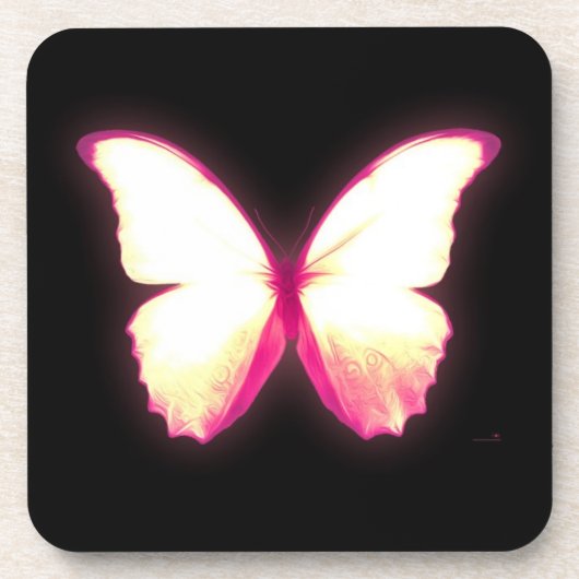 Glowing Pink Butterfly Coasters Bier Onderzetter (Voorkant)