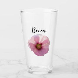 Glowing Pink Hollyhock Flower Personalized Glass Glas