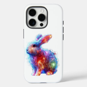 Glowing Prism Rabbit – Eetherische Neon Light Anim iPhone 16 Pro Hoesje