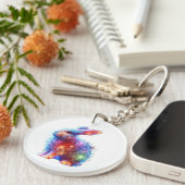 Glowing Prism Rabbit – Eetherische Neon Light Anim Sleutelhanger (Voorkant Rechts)