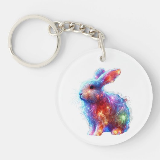 Glowing Prism Rabbit – Eetherische Neon Light Anim Sleutelhanger (Voorkant)
