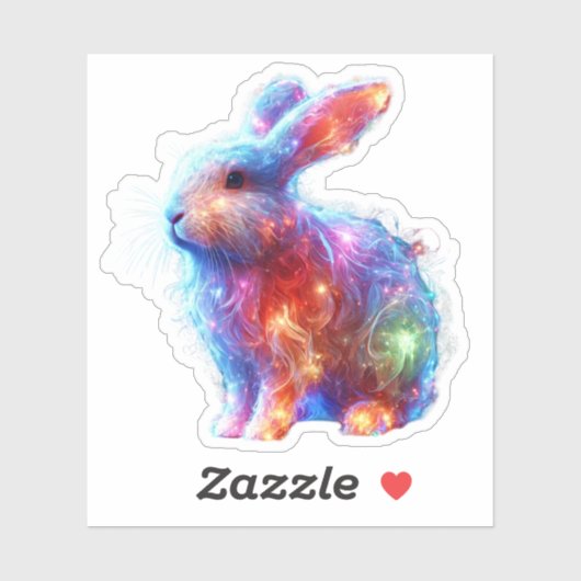 Glowing Prism Rabbit – Eetherische Neon Light Anim Sticker (Vel)
