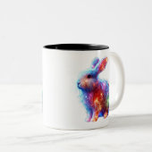 Glowing Prism Rabbit – Eetherische Neon Light Anim Tweekleurige Koffiemok (Voorkant rechts)