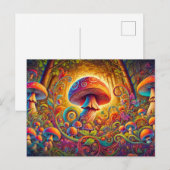 glowing psychedelic mushroom in a magical landscap briefkaart (Voorkant / Achterkant)