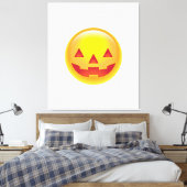Glowing Pumpkin Emoji Canvas Afdruk (Insitu (Slaapkamer))
