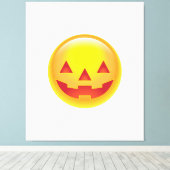 Glowing Pumpkin Emoji Canvas Afdruk (Insitu (Houten vloer))