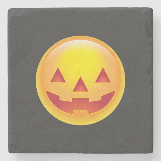 Glowing Pumpkin Emoji Stenen Onderzetter (Voorkant)