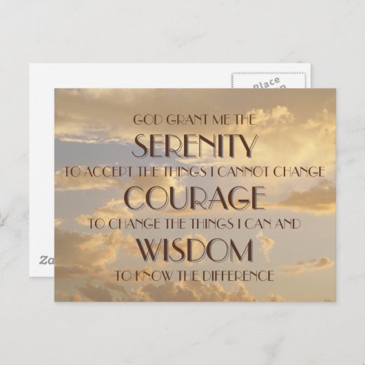 Glowing Sky Serenity Prayer Briefkaart (Voorkant / Achterkant)