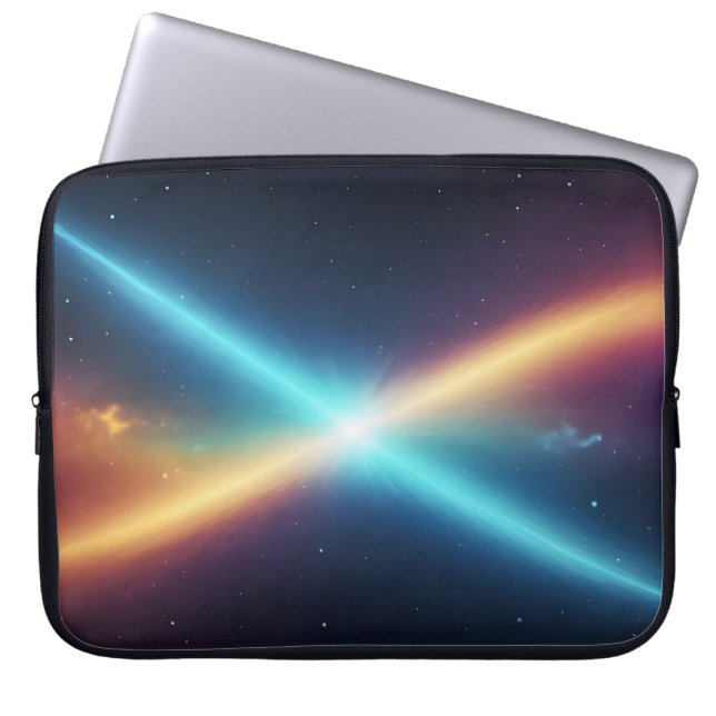 Glowing Space Cosmic Light Abstract Sci-Fi Laptop Sleeve (Voorkant)