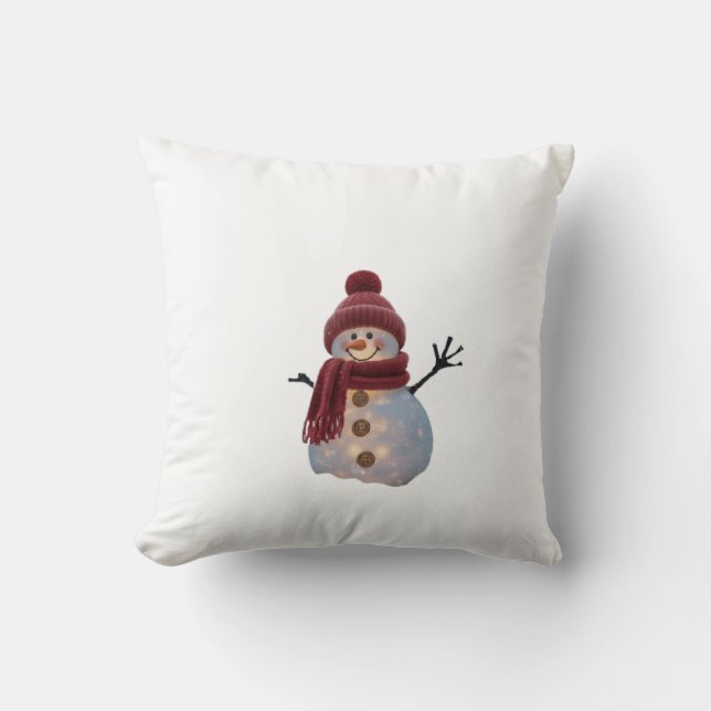 Glowing Winter Snowman - Cozy Christmas Night Kussen (Voorkant)