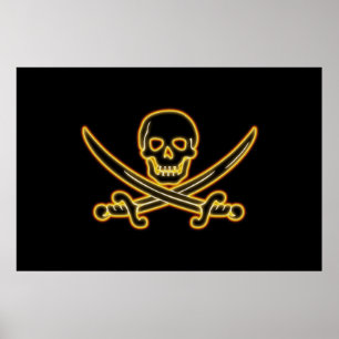 Glows Jolly Roger Pirate Flag Poster
