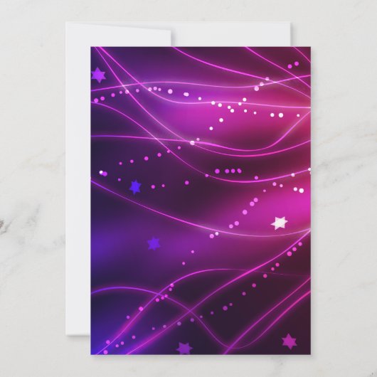 GLOWWING NEON STARS FUSCHIA Bat mitzvah Invitation (Dos)