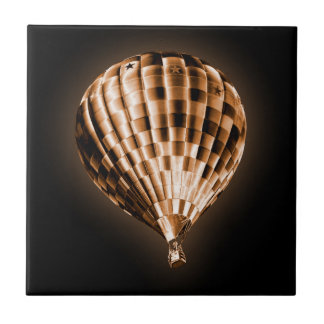 Glowy Golden Hot Air ballon op zwart Tegeltje