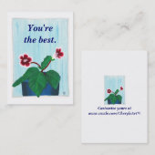 Gloxinia Flower, Votre Message, Cartes de visite (Devant / Derrière)
