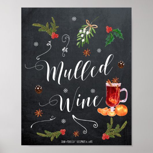 Gluhwein bar winter bruiloft kerstmis poster (Voorkant)