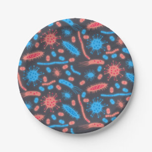 Glurende bacteriën micro-organisme roze blauw papieren bordje