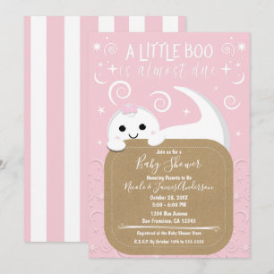 Glurende Geest Roze Halloween Boe Baby Borrel Kaart