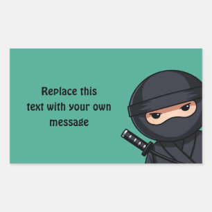 Glurende Ninja op Groen Rechthoekige Sticker