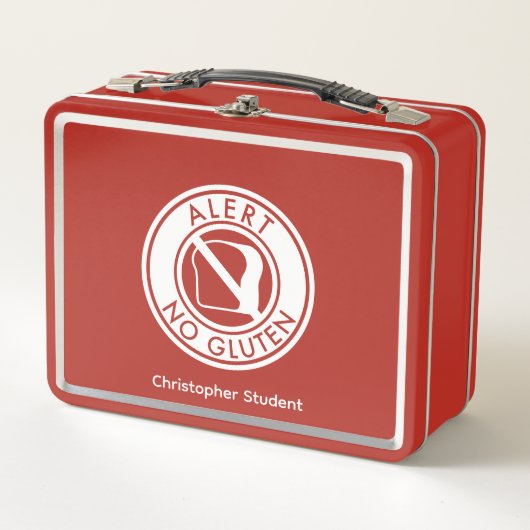 GLUTEN Alert Allergy & Name Metal Lunch Box (Voorkant)