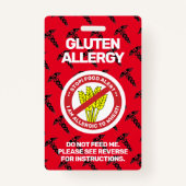 Gluten Food Allergy Alert Red Warning Badge (Devant)