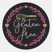 Gluten Free Bakery Whisk & WreatBlack & Roze Ronde Sticker (Voorkant)