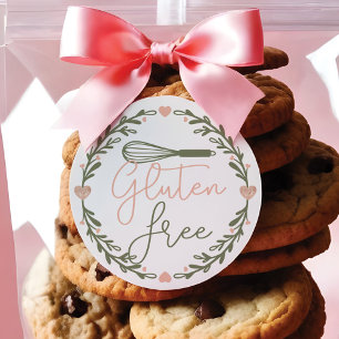 Gluten Free Bakery Whisk & Wreater Pink & Green Ronde Sticker