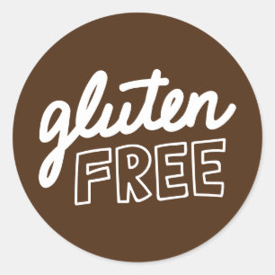 Gluten Free Brown and White Typografie Ronde Sticker