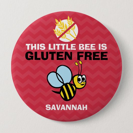 Gluten Free Bumble Bee Red Button for Celiac Alert (Voorkant)