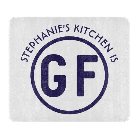 Gluten Free GF Circle Navy Blue Cutting Board Snijplank (Voorkant)