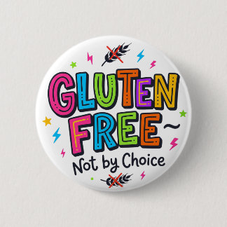 Gluten Free Not By Choice Bright Colourful Funky  Ronde Button 5,7 Cm