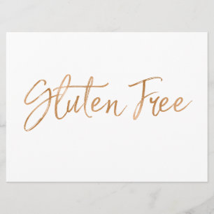 "Gluten Vrij" Bord Stijlvolle gouden roos letter Kaart