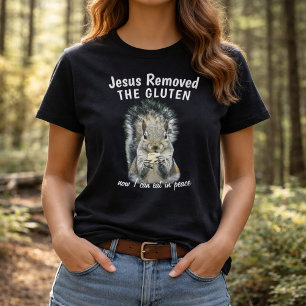 Gluten Vrij Geloof Humor Christelijke Eekhoorn Fot T-shirt